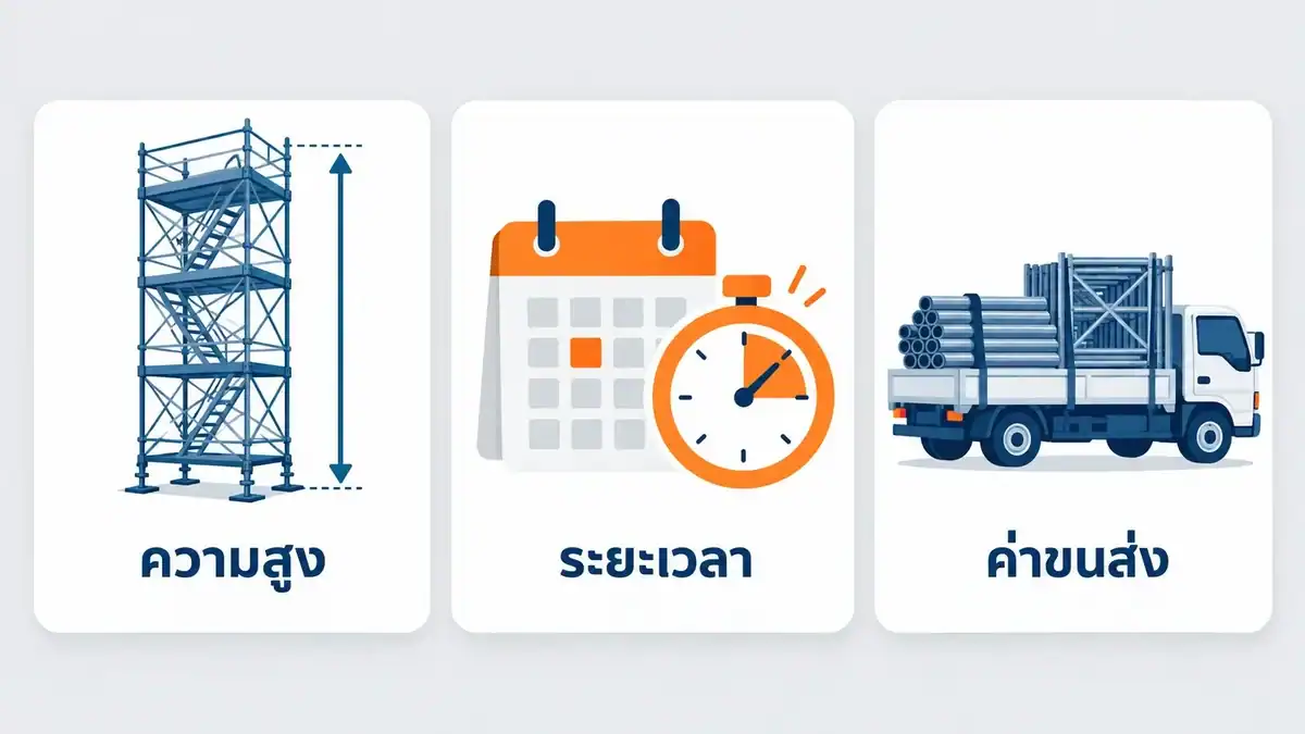 ปัจจัยที่มีผลต่อค่าเช่านั่งร้าน ความสูง ระยะเวลา และขนส่ง